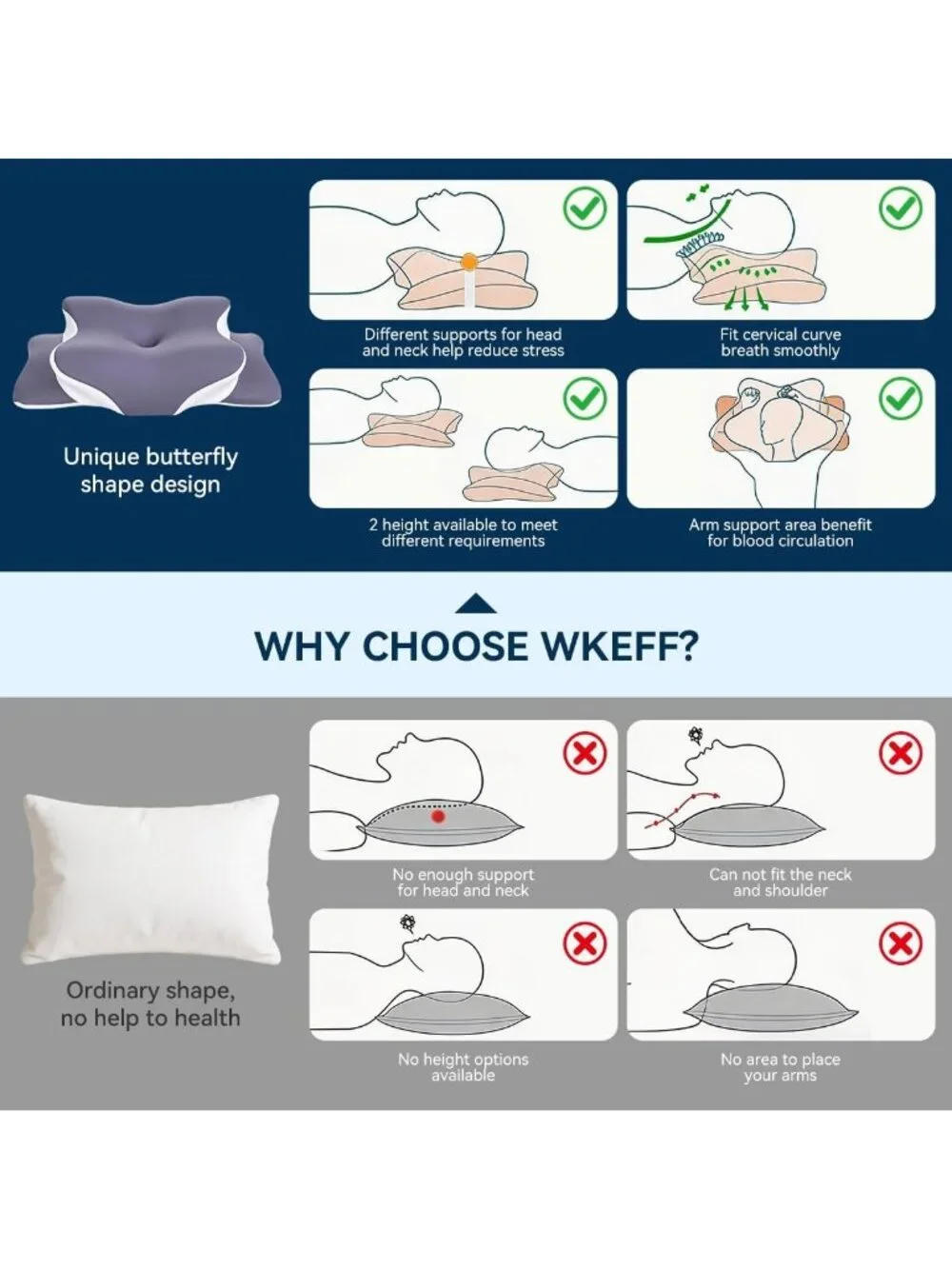 〽️Cooling Memory Foam Cervical Pillow Compact Orthopedic Neck Pain Relief